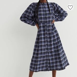 H&M plaid midi dress size xs